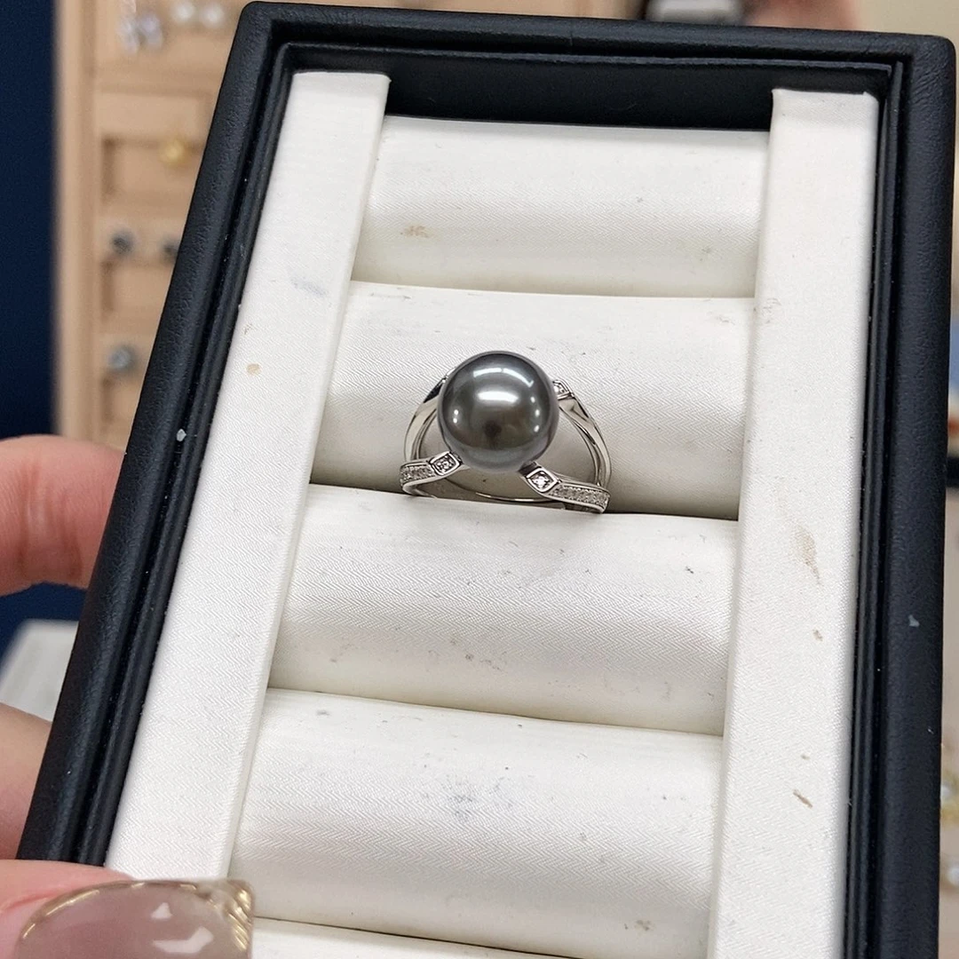 海水珍珠戒圈银S925镶嵌