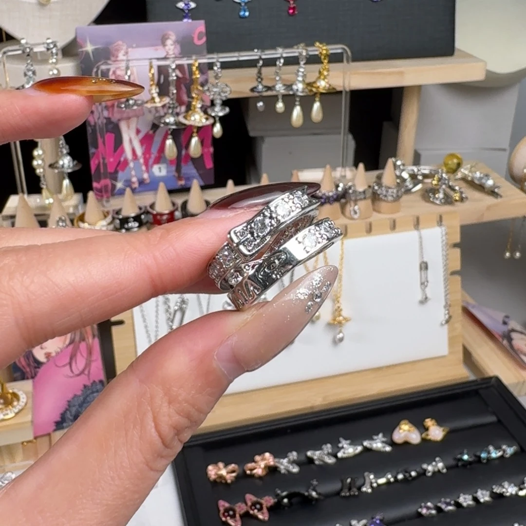 合成立方氧化锆铜合金皮带扣戒指银7