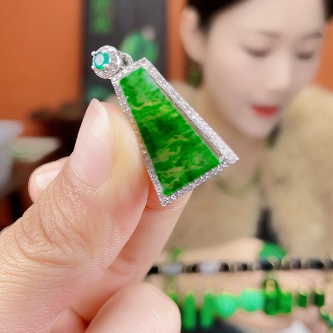翡翠银S925镶嵌耳饰