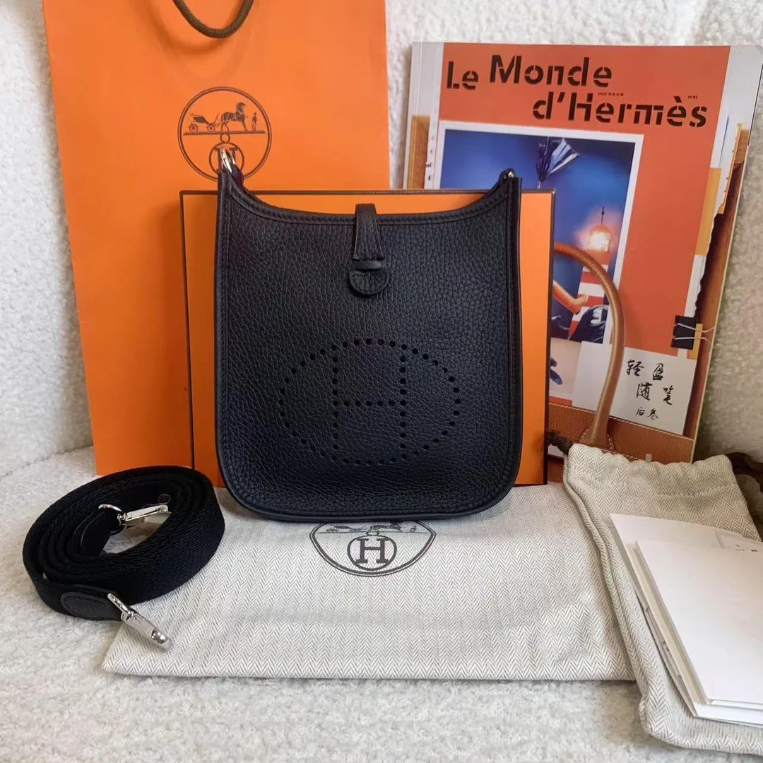 未使用 Hermes/爱马仕 壹臻/爱马仕伊芙琳黑银单肩包 92646981