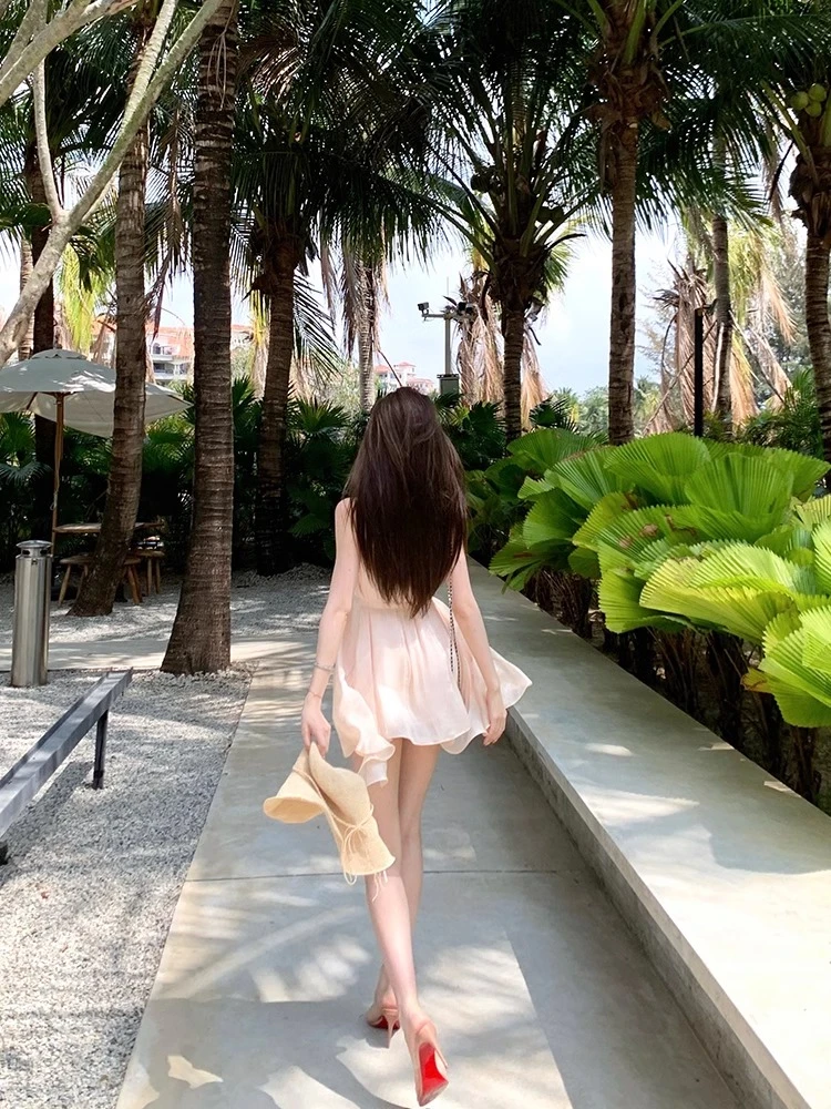 ULA LIMIT娇柔美人绑带背心连衣裙女收腰温柔风气质鱼尾短裙