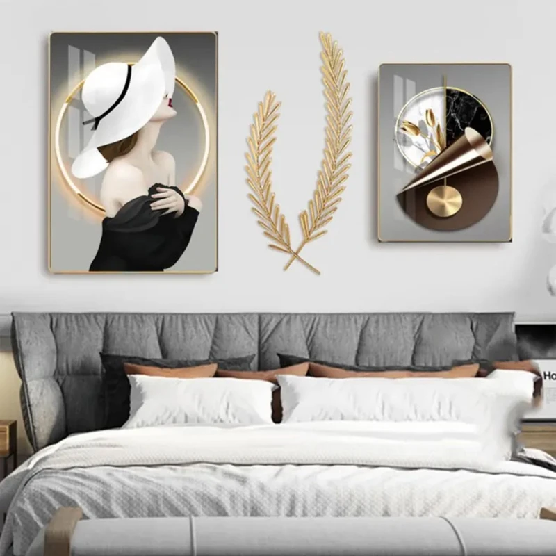 新款创意主卧室床头装饰画现代轻奢女生房间挂画客厅背景墙壁画