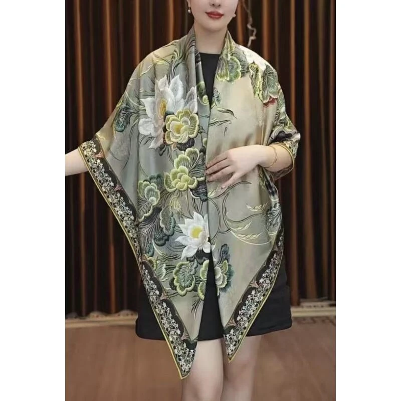 X3-527 [出水芙蓉] 重磅国风高端围巾方巾披肩140*140左右 [无礼