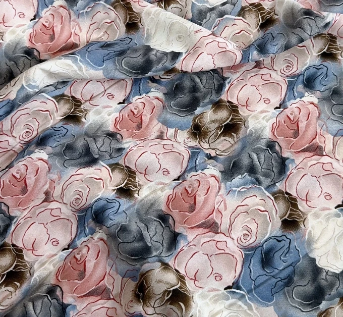 【浪漫玫瑰冰丝弹面料】连衣裙面料布料时尚时装面料