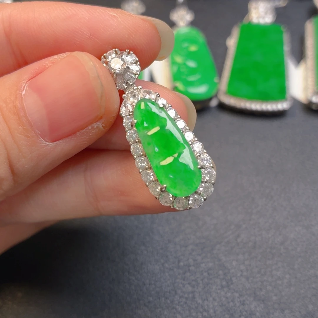 翡翠银S925镶嵌吊坠(不含链)