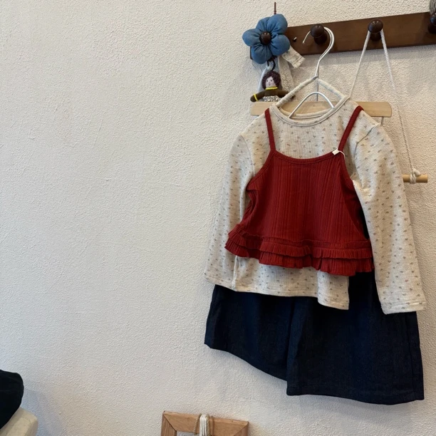 反豆kids秋季新款童装女童上衣碎花两件套韩系甜美女宝