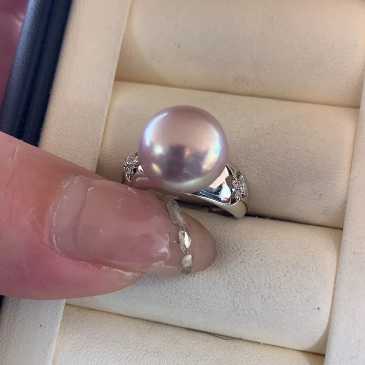 银S925镶嵌戒指淡水珍珠
