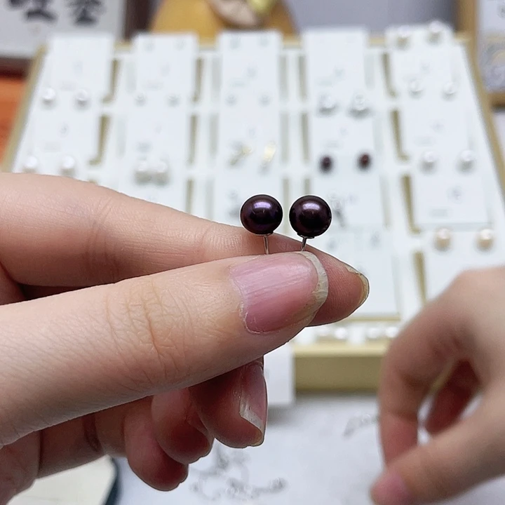 淡水珍珠耳饰银S925镶嵌三*