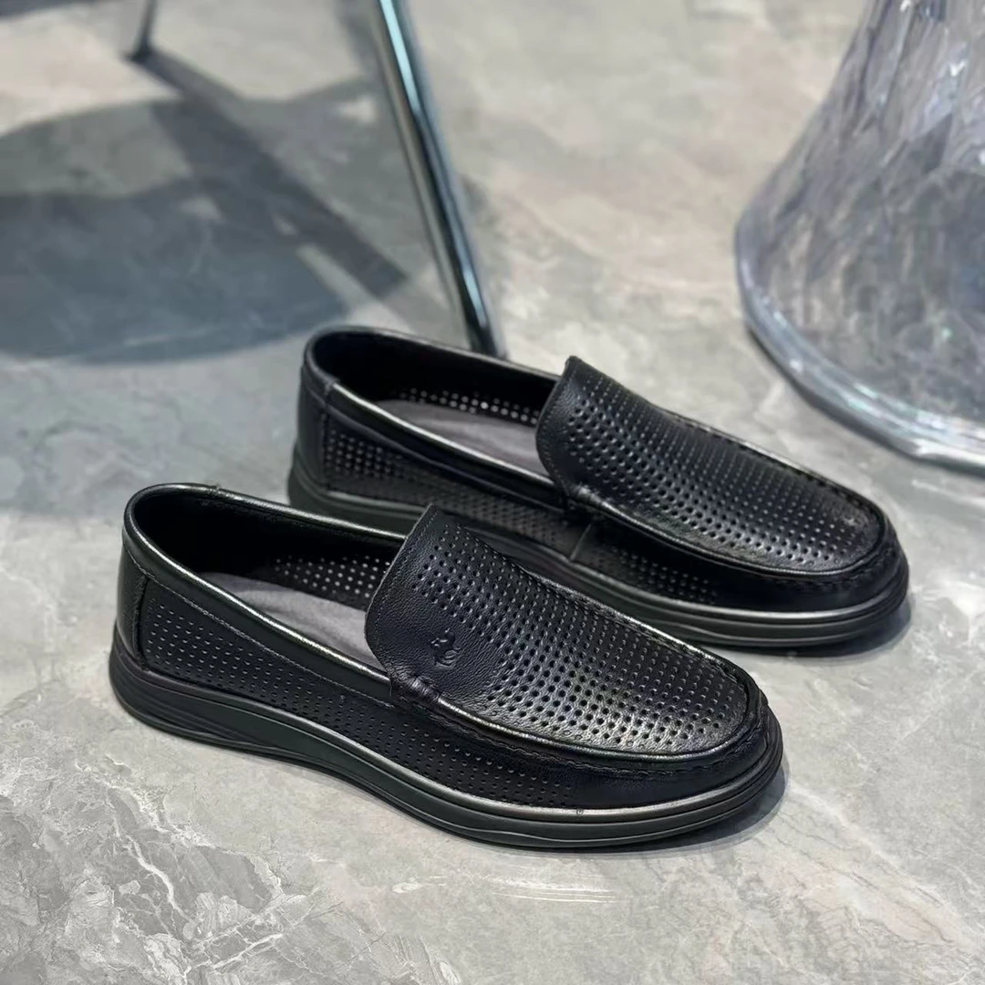 春夏季男士商务休闲舒适透气一脚蹬皮鞋H5316