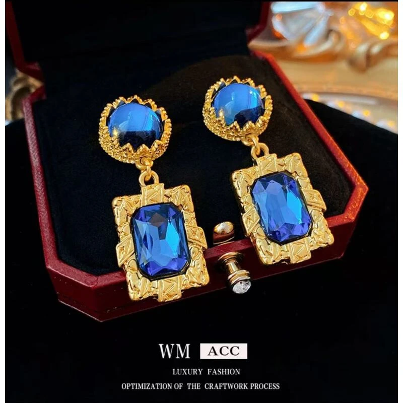 vintage中古 【蓝色多瑙河】 铜  女士 耳环 ZG0177