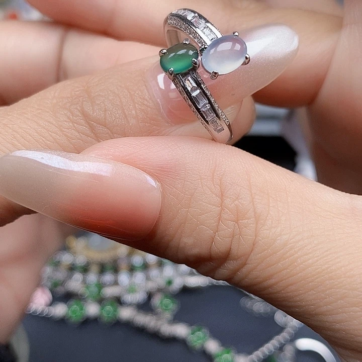 翡翠银S925镶嵌戒指