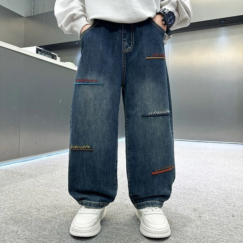 童装男童牛仔裤春秋款中大童2025新款韩版宽松休闲弹力儿童时尚潮