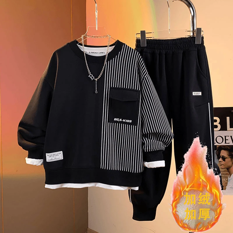 【加绒/不加绒】男童春秋休闲套装加肥中大童新款儿童卫衣两件套潮