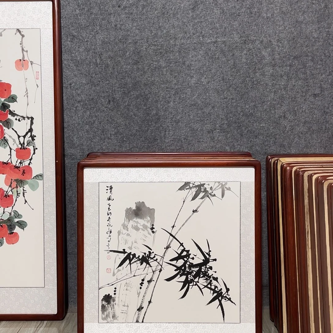 国画书画作品带框63×63