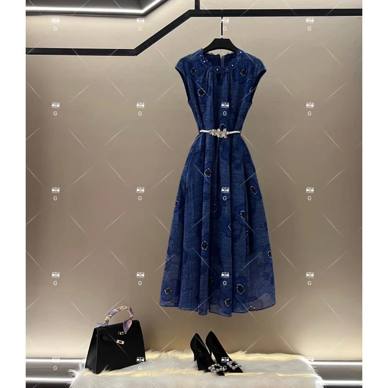 【李娜】夏季新款复古时尚百搭印花无袖连衣裙 H-810