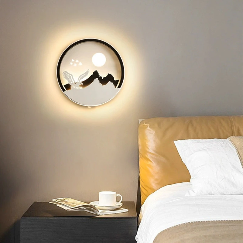 LED创意圆形24CM床头灯壁灯卧室客厅走廊过道楼梯背景墙现代壁灯