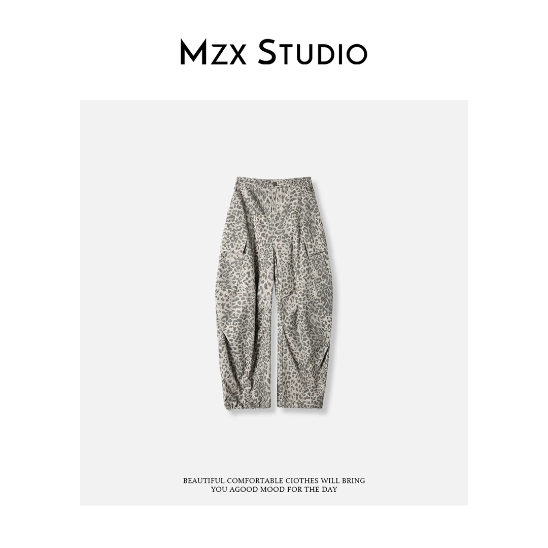 MZX 秋季纯棉豹纹工装风弯刀裤 KZ10393-C