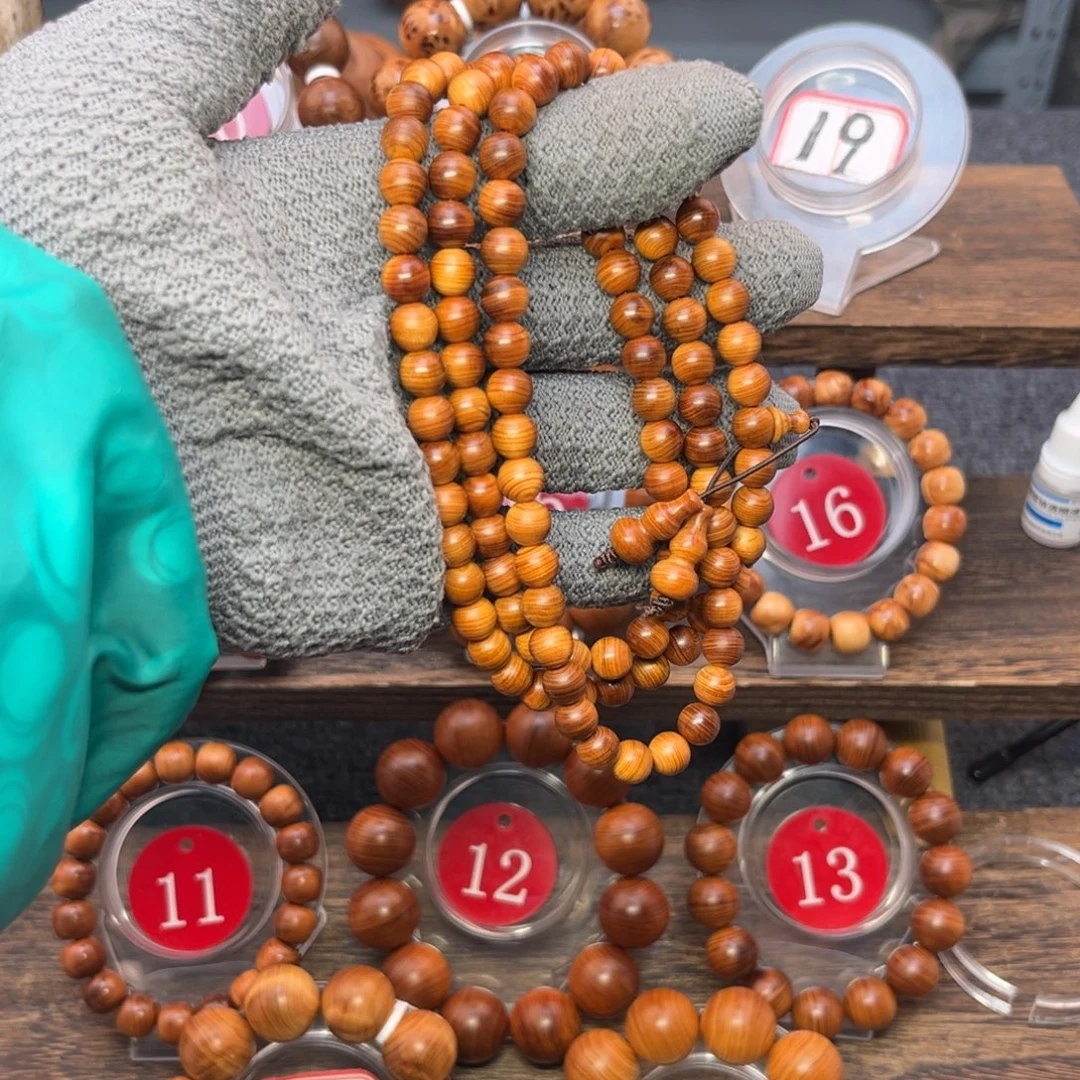 柏木（崖柏）手串/手链08黑油108颗雷击蚕丝纹焦糖香