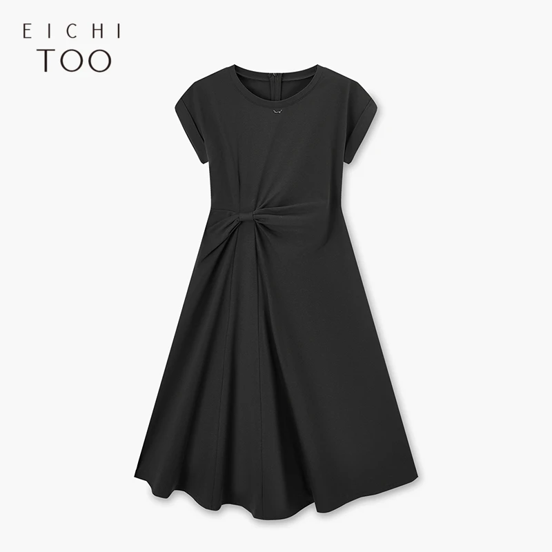 【新东方】爱居兔纯棉弹力显瘦显简洁深灰针织连衣裙EQLZJ2Q009A