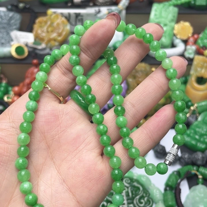 翡翠未镶嵌手链项链干青处理25