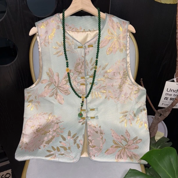 “金丝盘扣” 刺绣马甲 新中式夏季复古外穿洋气重工马甲