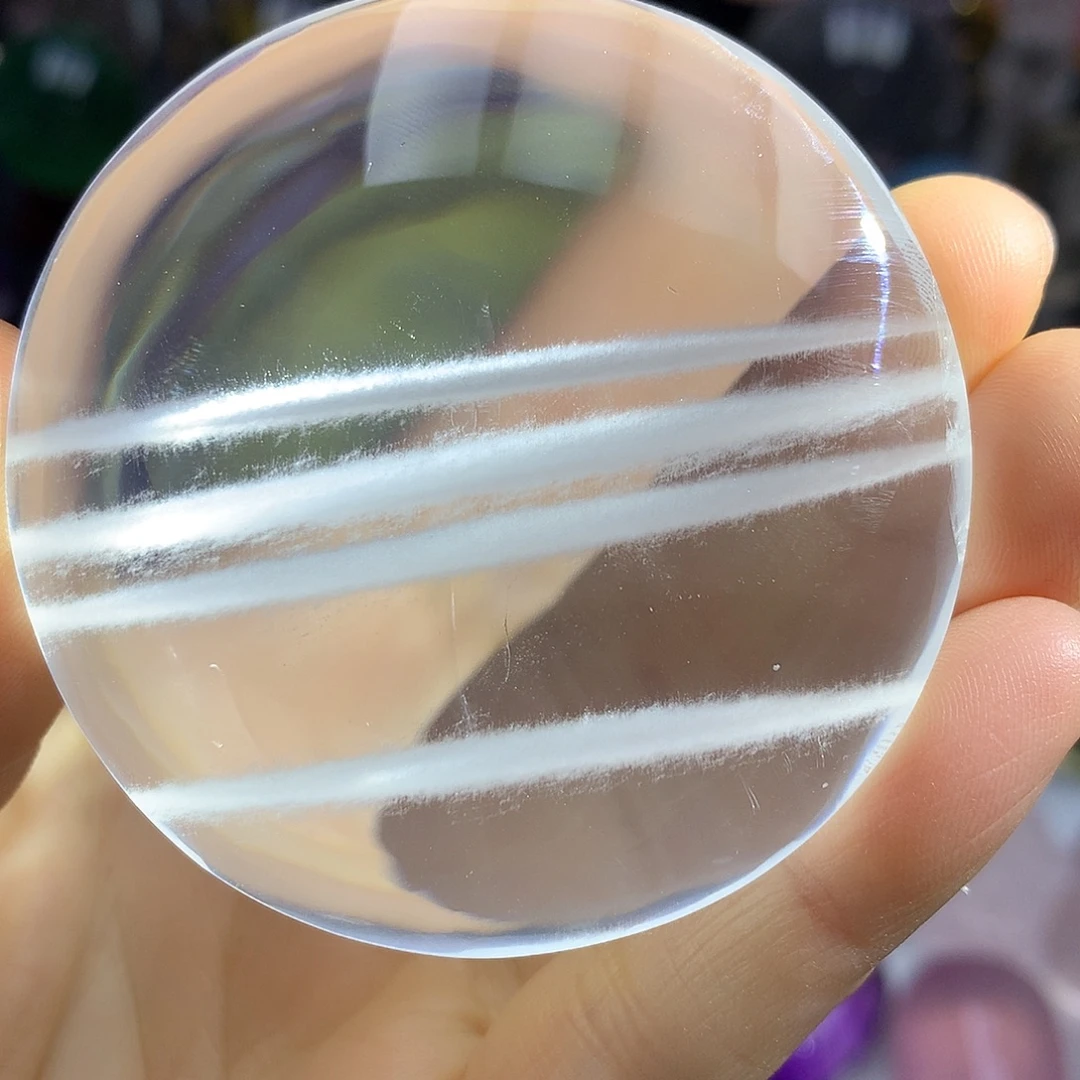 未镶嵌珠宝半成品水晶白兔毛千层圆牌摆件