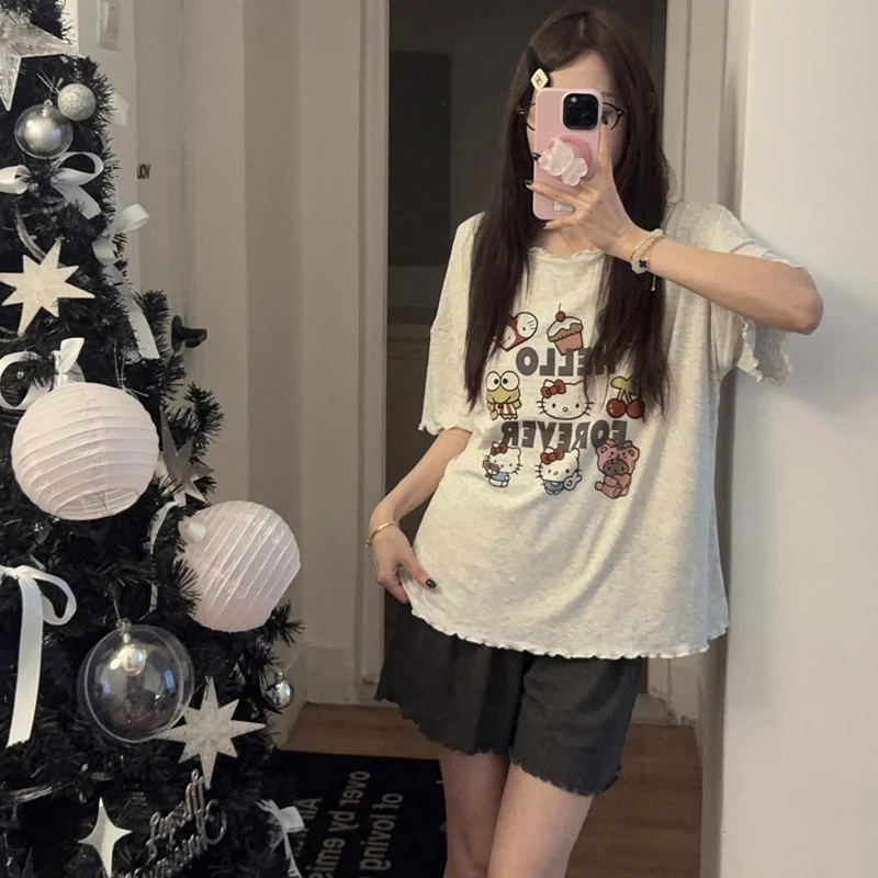 莫代尔睡衣女款带胸垫夏季2025新款短袖卡通韩版ins风家居服套装