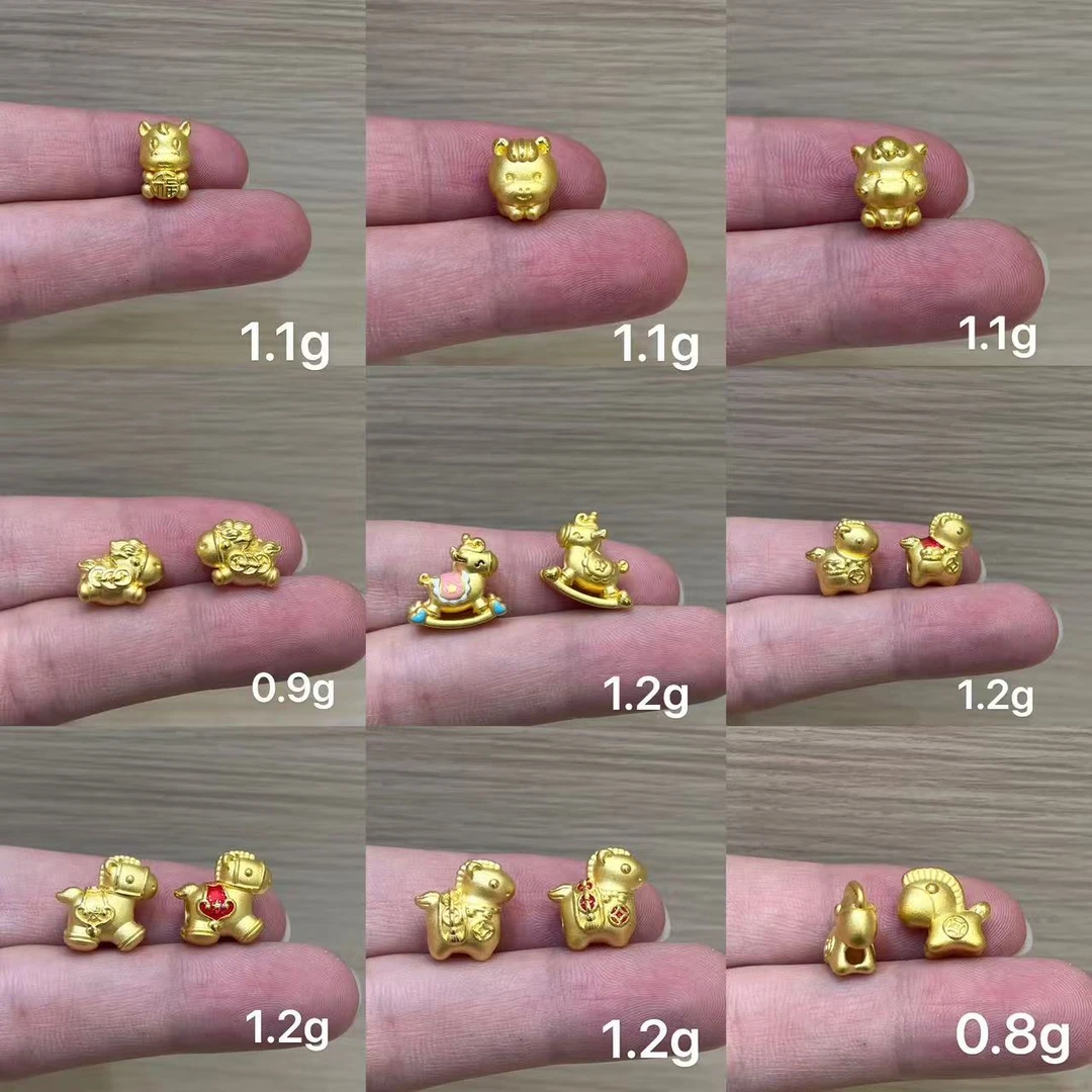 2-4g马年黄金足金串珠自由搭配diy送人送女友男友小孩宝宝水贝