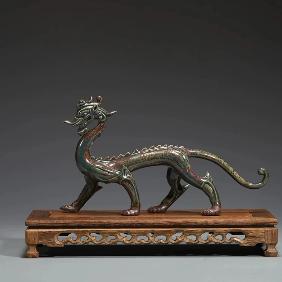 宫廷御用瓷神垕非遗钧瓷·行龙摆件生意兴隆事业腾飞礼品装·小红龙