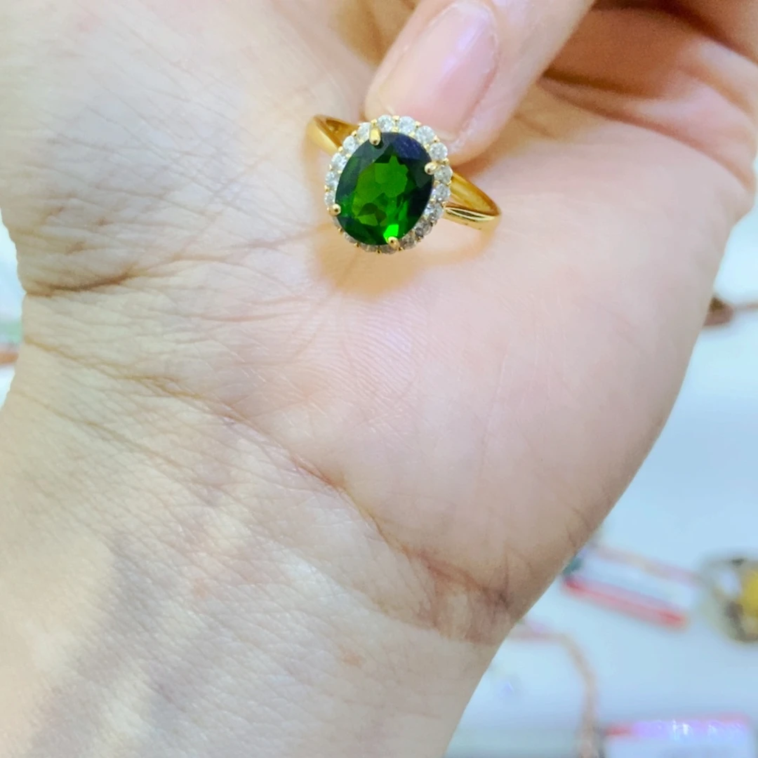 银S925镶嵌透辉石戒指