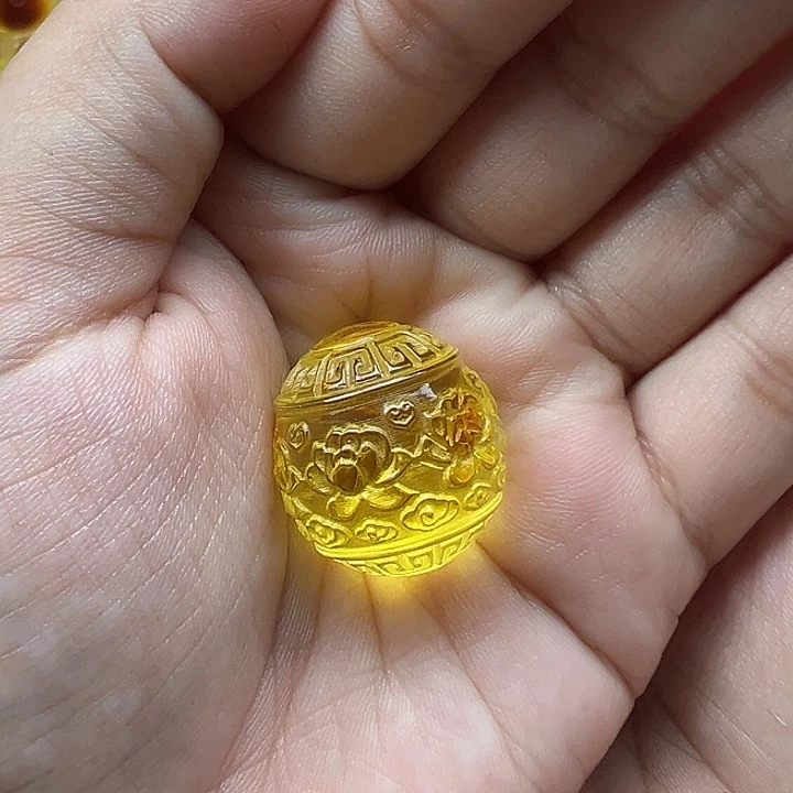 *****琥珀未镶嵌珠宝奇石回纹珠打孔不退换