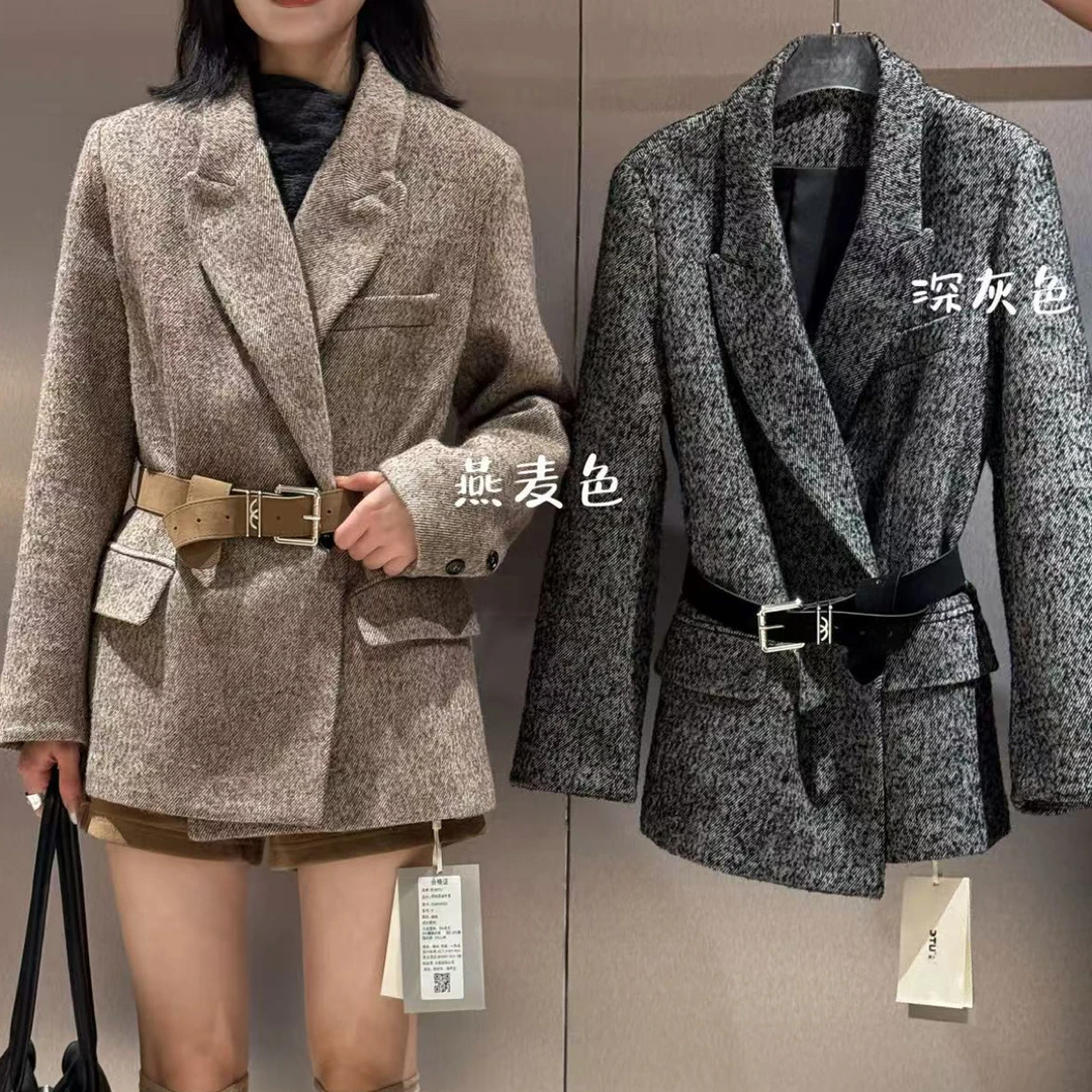 卡麦酱-DATU 小香风腰带西服外套 195332