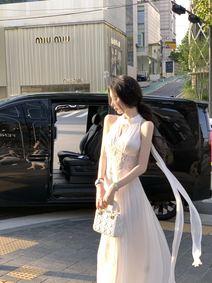 【雅乔定制 】执念 白色飘带连衣裙DYJJ-25050940