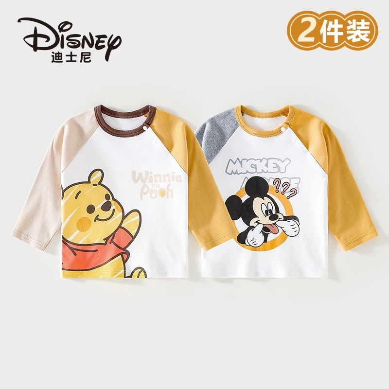 Disney/迪士尼儿童长袖T恤纯棉2件装卡通春秋男女宝衣服休闲薄款