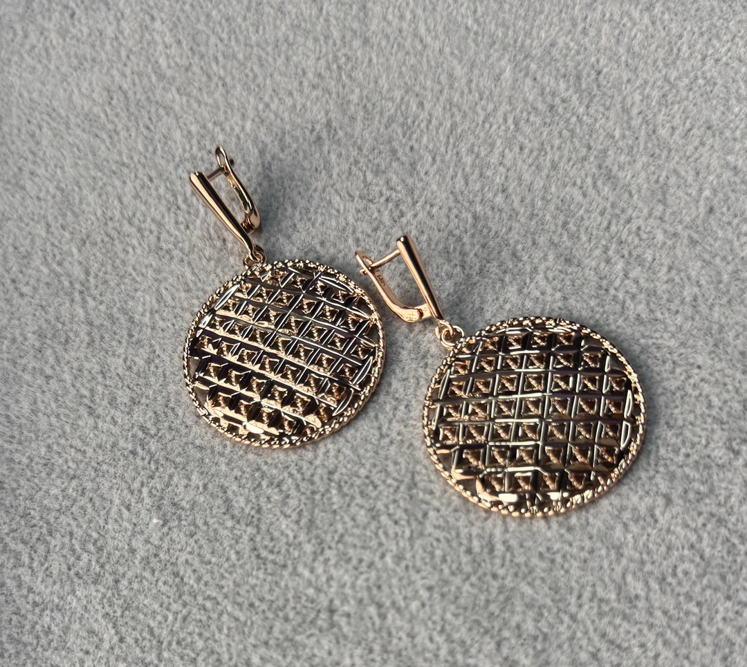 铜合金耳饰 新款圆形马赛克耳环0009