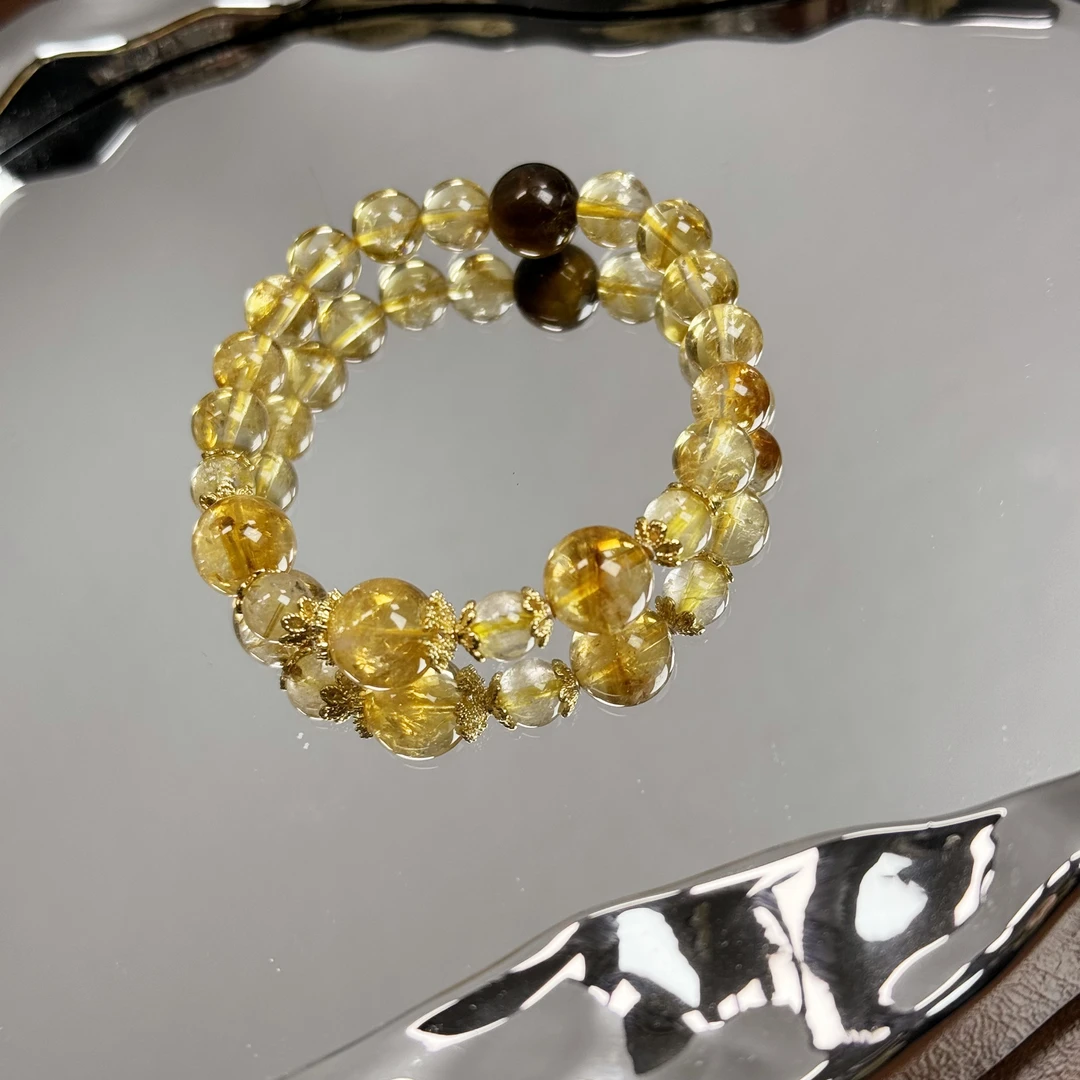 【大富婆】天然黄水晶搭配黄虎眼黄阿赛8mm+ 多样性发一 W101