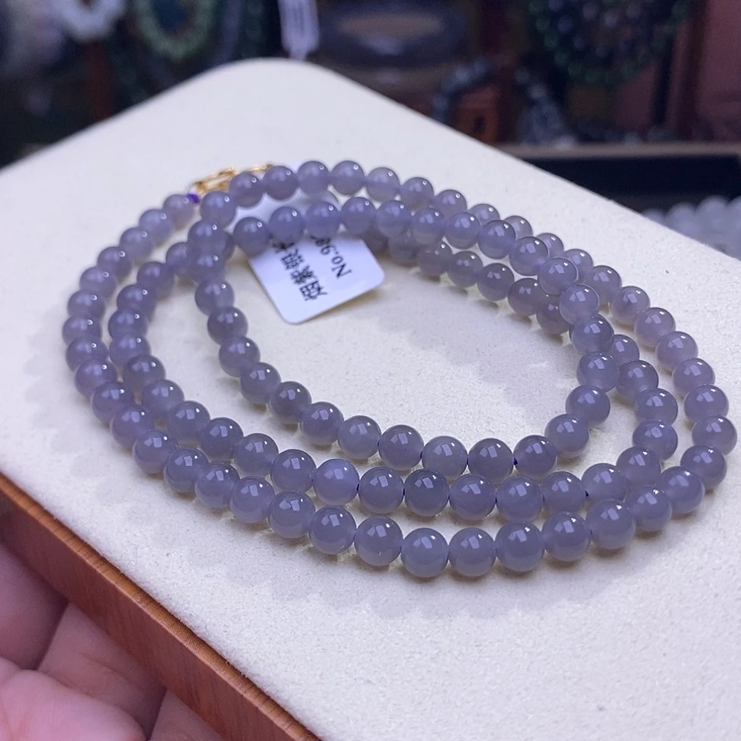 和田玉未镶嵌颈饰浓烟紫约5.5mm108佛珠