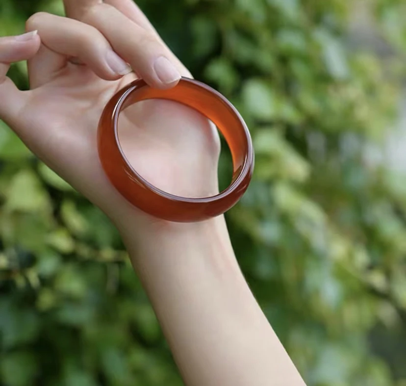 非金属布艺手镯 天然正品红色手镯加宽版枣红颜色