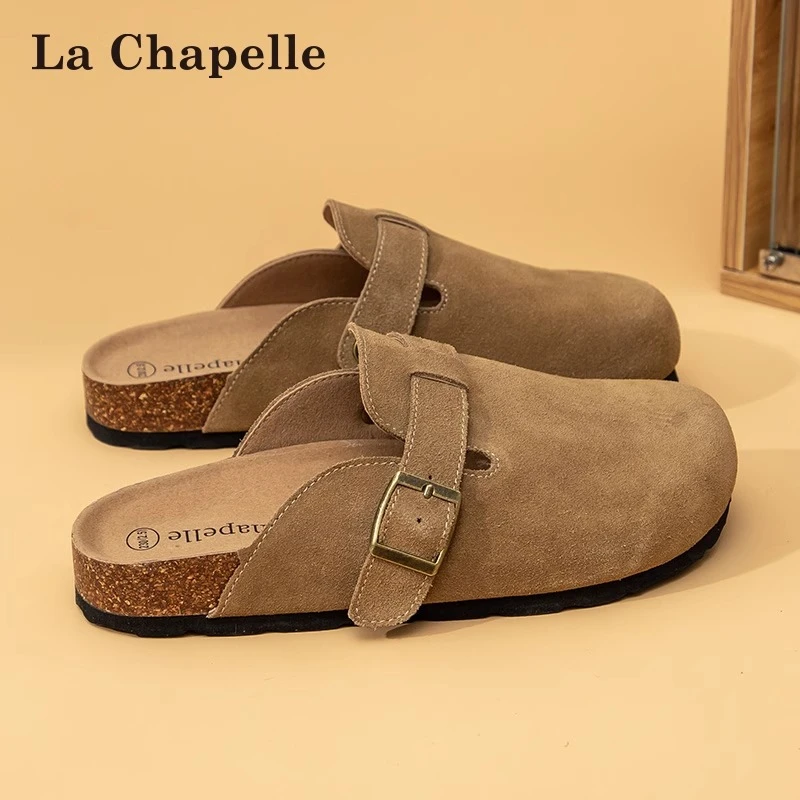 拉夏贝尔女夏季新款厚底女鞋包头半拖鞋外穿单鞋出游懒人勃肯鞋子