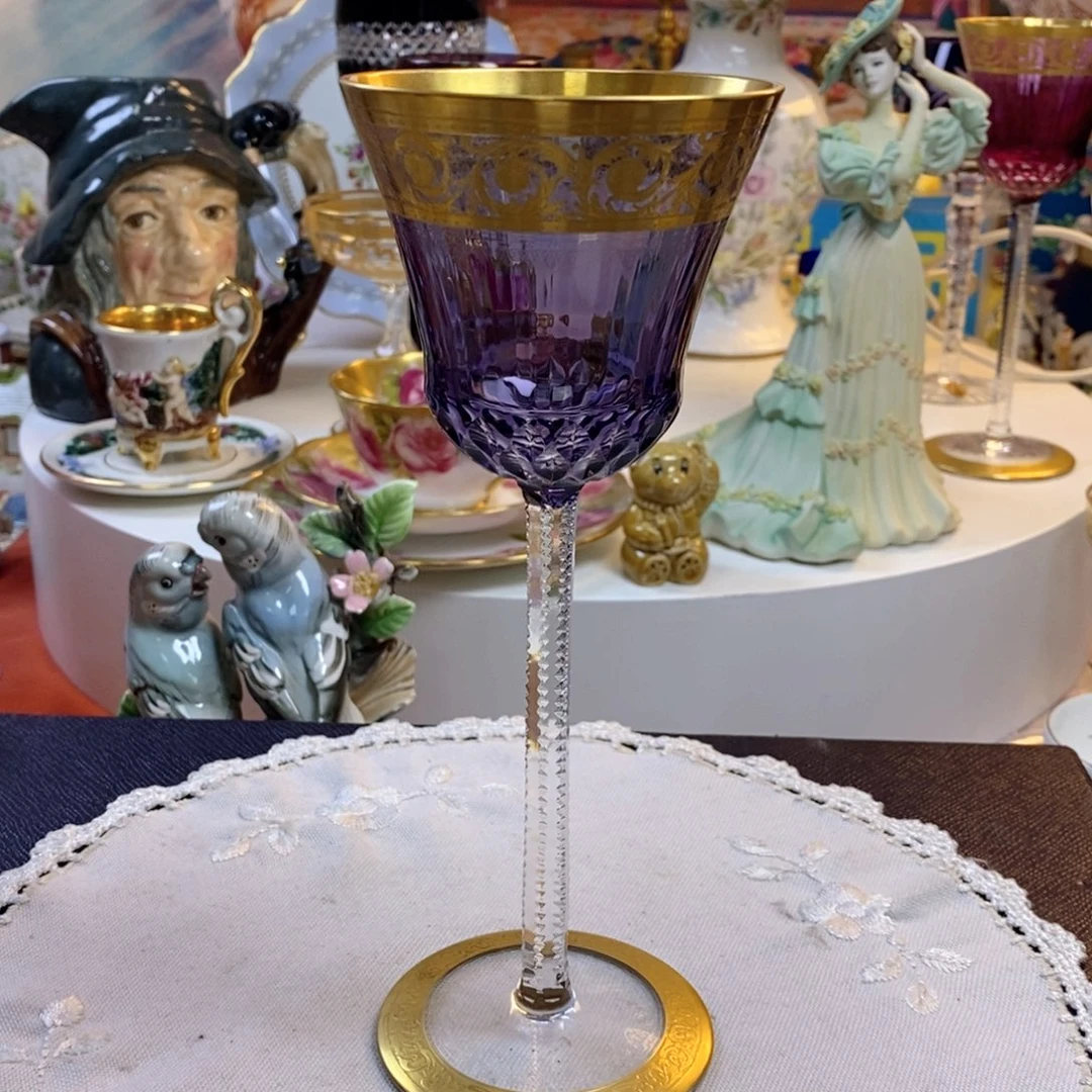 瓷片圣路易水晶杯瓷器欧瓷咖啡杯水晶杯
