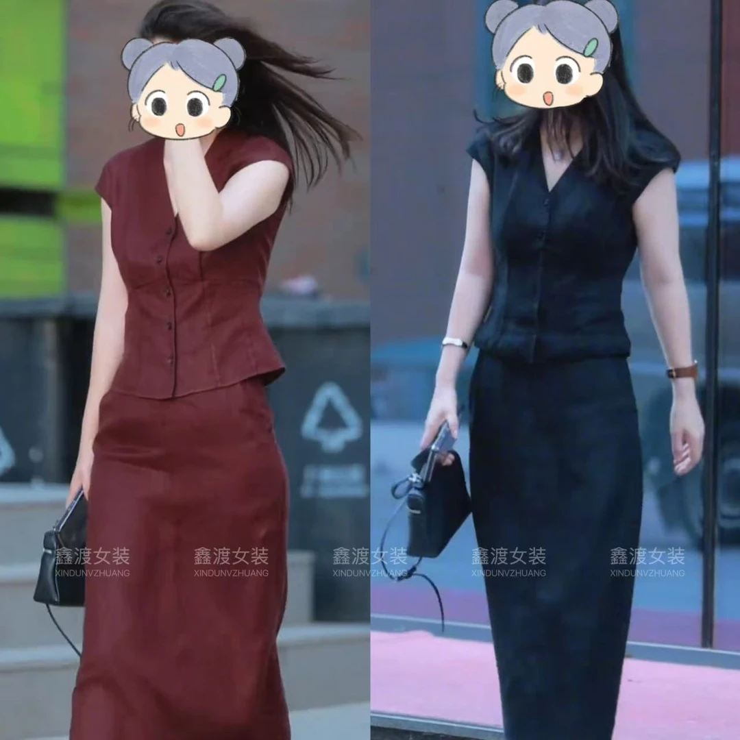 2025夏季新款时尚显瘦气质女士网红洋气两件套百搭款D9321