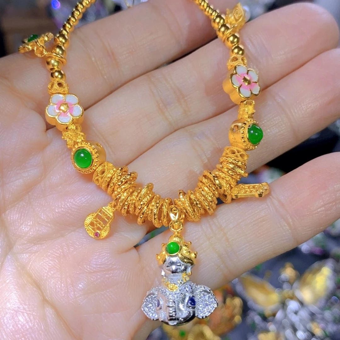 翡翠颈饰银S925镶嵌天然翡翠