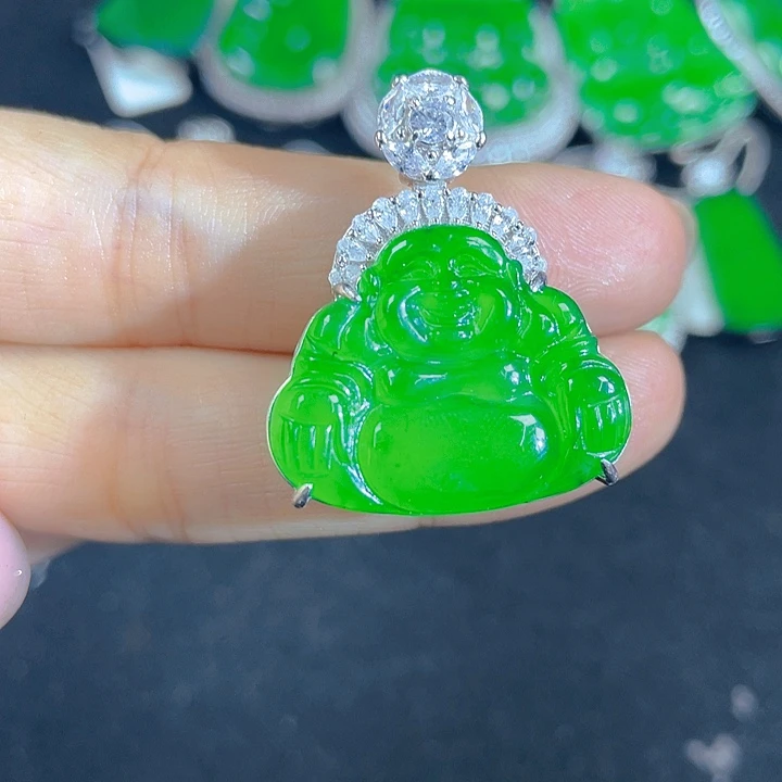 翡翠银S925镶嵌吊坠(不含链)