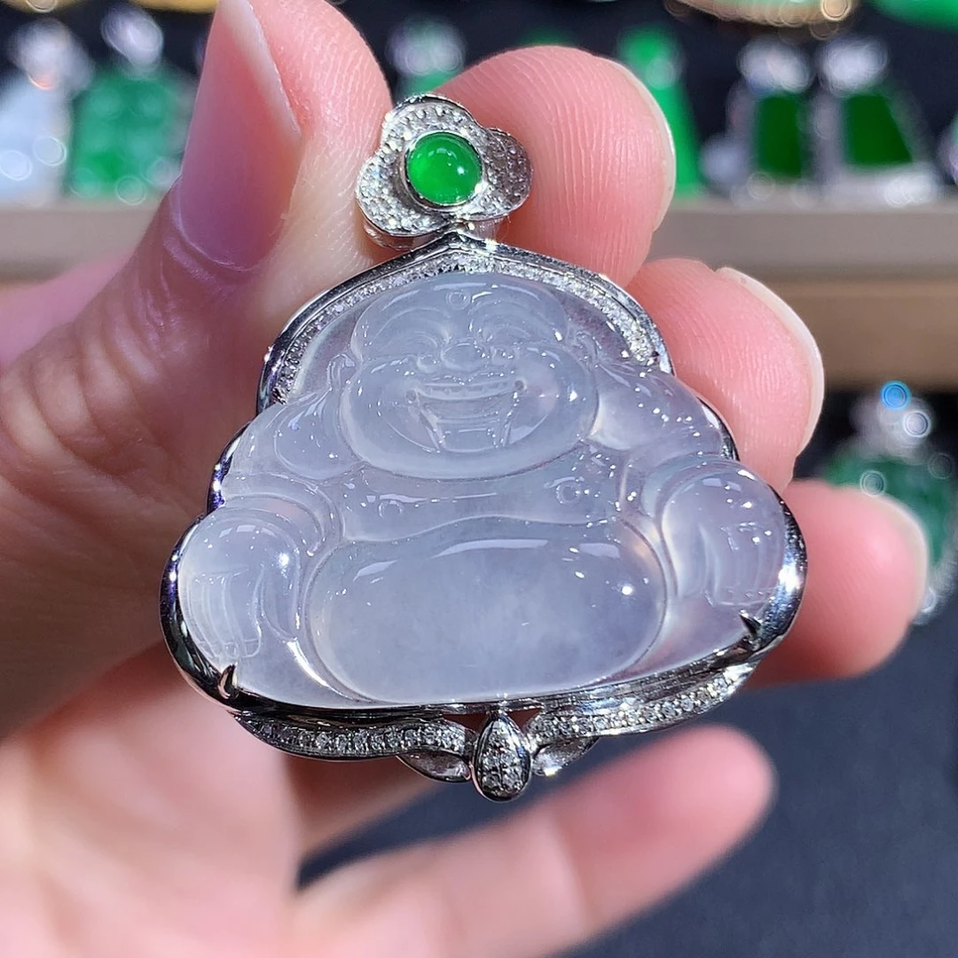 翡翠18K金镶嵌吊坠(赠链)