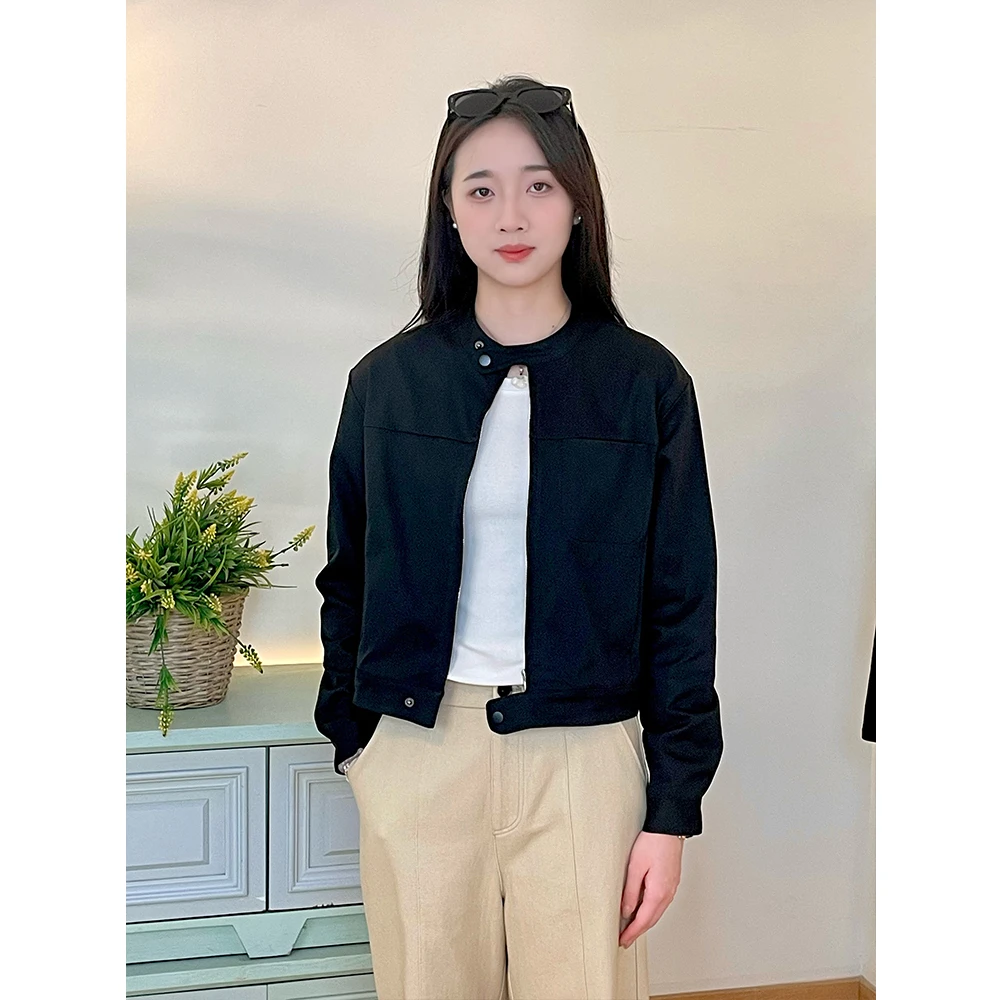早秋时尚户外防风简约女夹克韩版短外套黑色显瘦气质短款上衣