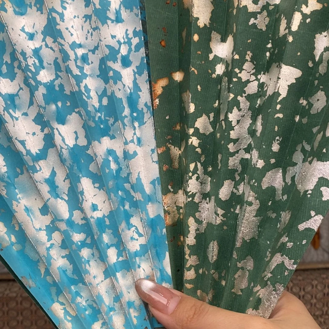 扇子彩色爆银扇面特价