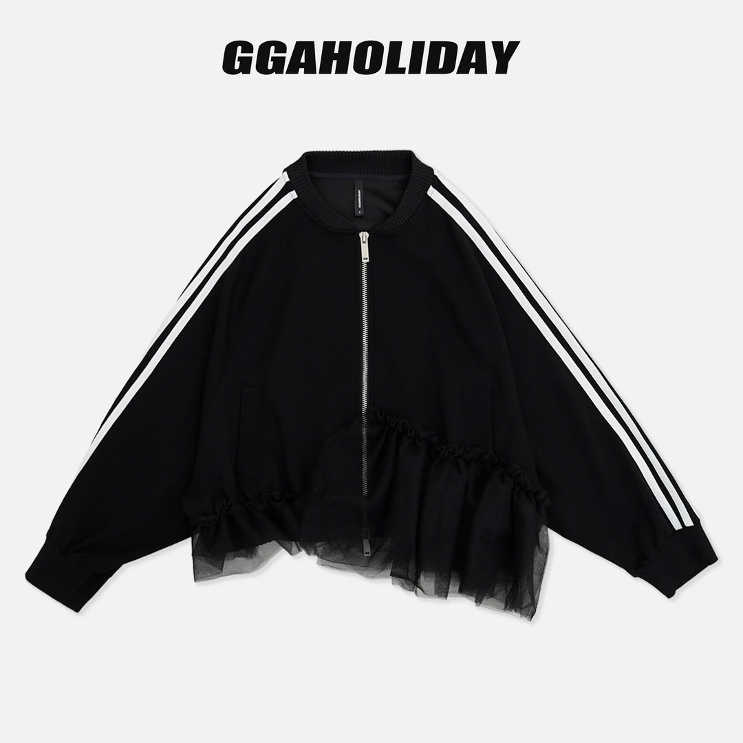 GGAHOLIDAY时尚运动休闲百搭宽松街头风拼接拉链潮流外套-154123