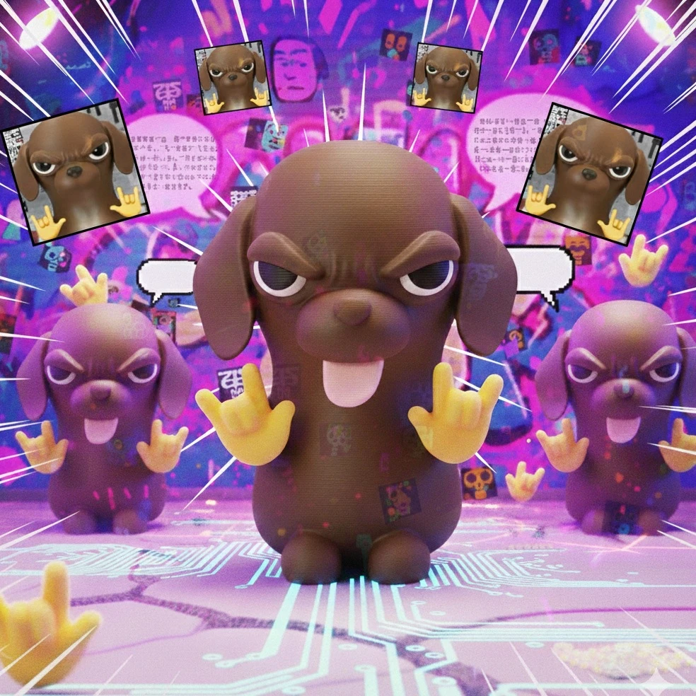 原创表情包变种吉娃娃邪恶小狗桌面摆件玩偶搞笑抽象公仔创意礼物