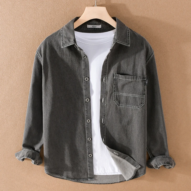 MR.MUDI/穆迪先生春秋季新款男士工装牛仔衬衫夹克日系休闲潮流