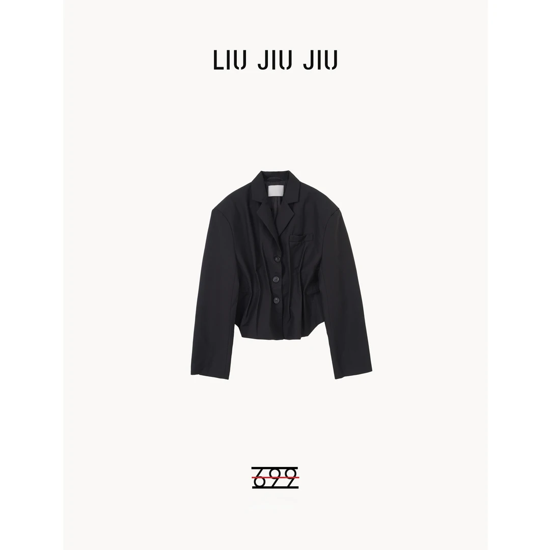LIUJIUJIU 春季新款设计感捏褶小众西装外套长袖小西服WT3349L